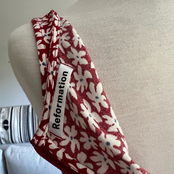Reformation Noha Floral Mini Dress Red - Picture 11 of 11